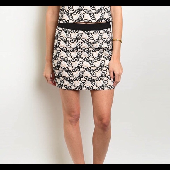 Dresses & Skirts - Black and Ivory Print Mini Skirt
